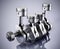 3D illustration of a car engine block and pistons. 3D illustration