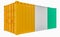 3D Illustration of Cargo Container with Cote d`Ivoire Flag