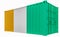 3D Illustration of Cargo Container with Cote d`Ivoire Flag