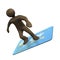 3D Illustration, cartoon character surfing on creditcard