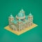 3d illustration of the Cathedral of Berlin in Germany on green background