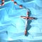 3D illustration Catholic prayer rosary Ave Marias on blue background