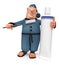 The 3d illustration of the cheerful businessman with a toothbru