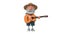 3d illustration cheerful farmer scout plays the guitar