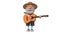 3d illustration cheerful farmer scout plays the guitar
