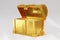 3D Illustration , Chest golden icon . Open treasure box