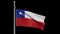 3D illustration Chilean flag waving in wind. Alpha channel of Chile banner