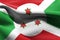 3D illustration closeup flag of Burundi