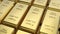 3D illustration closeup group gold bars macro