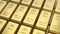 3D illustration closeup group gold bars macro