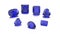 3D illustration closeup group of seven different sapphire diamond