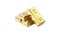 3D illustration closeup isolated pyramid of gold bars on a white