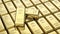 3D illustration closeup shiny group gold bars and two on top