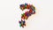 3D Illustration of Colourfully Pawns Standing on a White Background in a Shape of Question Mark