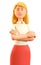 3D illustration of confident beautiful blonde woman with crossed arms. Close up portrait of attractive businesswoman