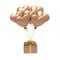 3D illustration copper gold gift and hearts air balloons