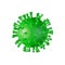 3d illustration of a cornavirus infection. Dangerous green coronavirus on a white background. 3d rendering of a threatening virus