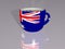 3D illustration of country flag of Australia placed on a cup of hot coffee with a realistic perspective and shadows mirrored on
