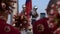 3D illustration. Covid 19 on buddhist monks with honor guard flag lowering.