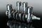 3d illustration of crankshaft with engine pistons