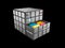 3d illustration of cube with keyboard buttons with files , isolated black