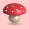 3d illustration, cute colorful fly agaric mushroom on a pink background. Clip art