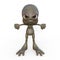 3D-illustration of a cute and funny cartoon alien is angry