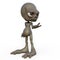 3D-illustration of a cute and funny cartoon alien asking