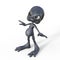 3D-illustration of a cute and funny cartoon alien is looking