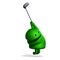 3D-illustration of a cute and funny cartoon android playing golf. isolated rendering object