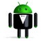 3D-illustration of a cute and funny cartoon android in tuxedo. isolated rendering object