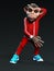 3D-illustration of a cute and funny human cartoon monkey animal as a cool dancer