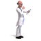 3D-illustration of a cute and funny mad scientist take control