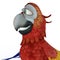 3D-illustration of a cute and funny vain cartoon parrot