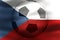 3D-Illustration of a Czechia flag with a soccer ball moving in the wind