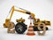3D illustration date 2019 New year, the image of a traffic cone and a stop sign, for the calendar. 3D rendering of road machinery