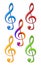 3d illustration of decorative treble clefs