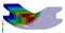 3D Illustration. Deflection plot and CAD model blend of an I Beam in bending with scale