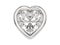 3D illustration diamond heart in silver frame