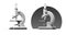 3d illustration of different sides of gray microscope on an isolated background. Cartoon vector template. Chemical