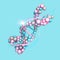 3d illustration DNA made from bubbles in pink and blue tones. Woman anti aging concept. Advertising rejuvenation