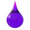 3d illustration of drop ink purple abstract, blue glossy dye paint droplet