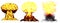 3D illustration of explosion - 3 big highly detailed different phases mushroom cloud explosion of fusion bomb with smoke and fire