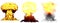 3D illustration of explosion - 3 huge very high detailed different phases mushroom cloud explosion of nuclear bomb with smoke and