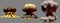 3D illustration of explosion - 3 large different phases fire mushroom cloud explosion of nuclear bomb with smoke and flame