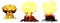 3D illustration of explosion - 3 large very high detailed different phases mushroom cloud explosion of super bomb with smoke and