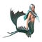 3D Illustration Fantasy Mermaid on White