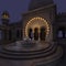 3d illustration of a fantasy place with arabic oder indian building at night