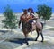 3D Illustration of fantasy showing a walking centaur with nymph riding on his back
