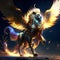 3d illustration of a fantasy winged lion in the night sky Generative AI